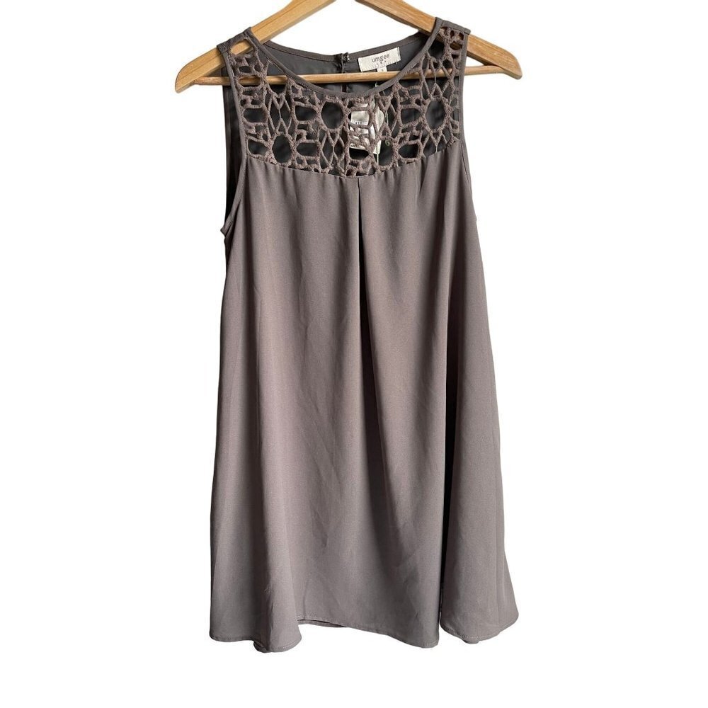 New! Umgee Gray Sleeveless Crewneck Mini Shift Dress Size Small
